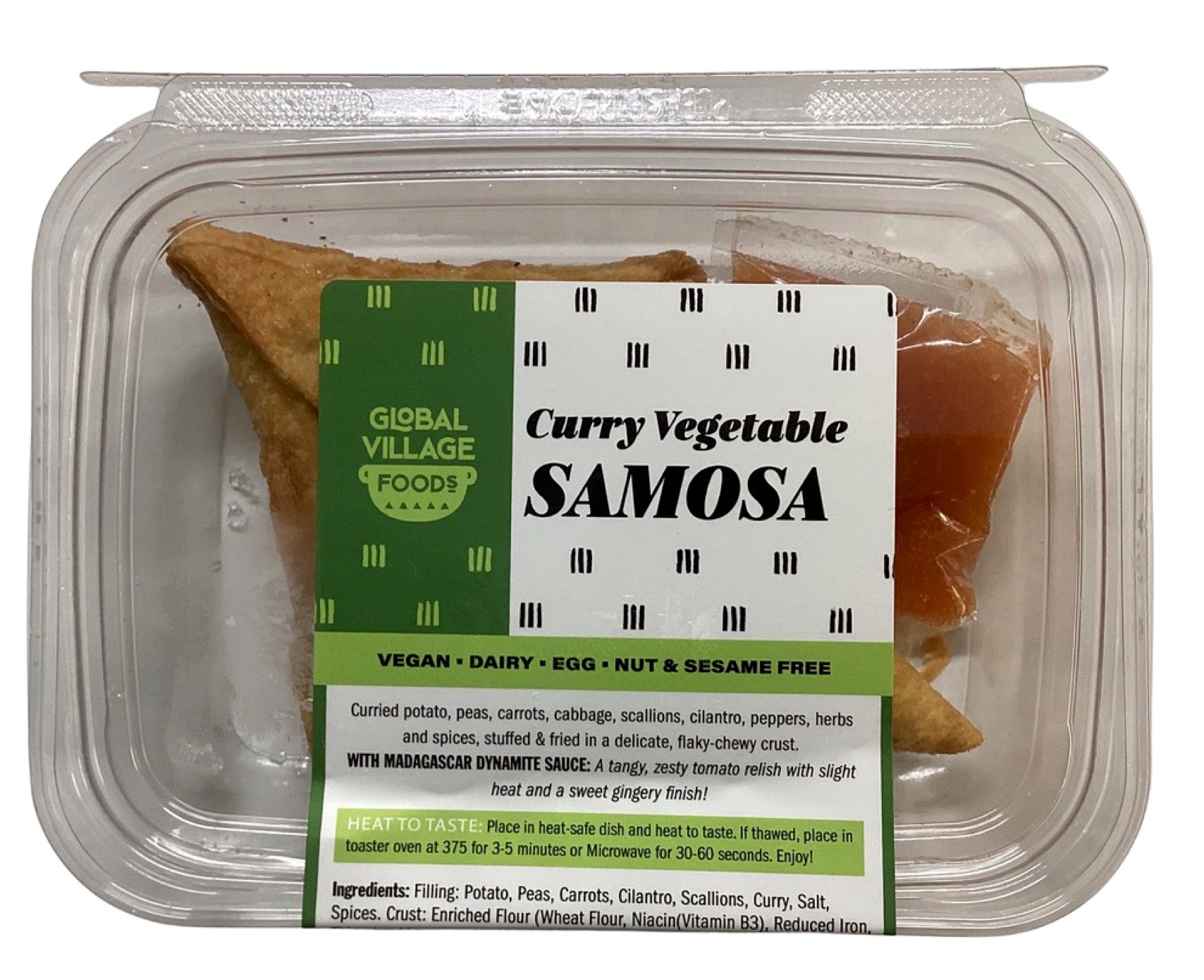Curry Vegetable Samosa, 2-piece Retail Pack w/ Sauce
