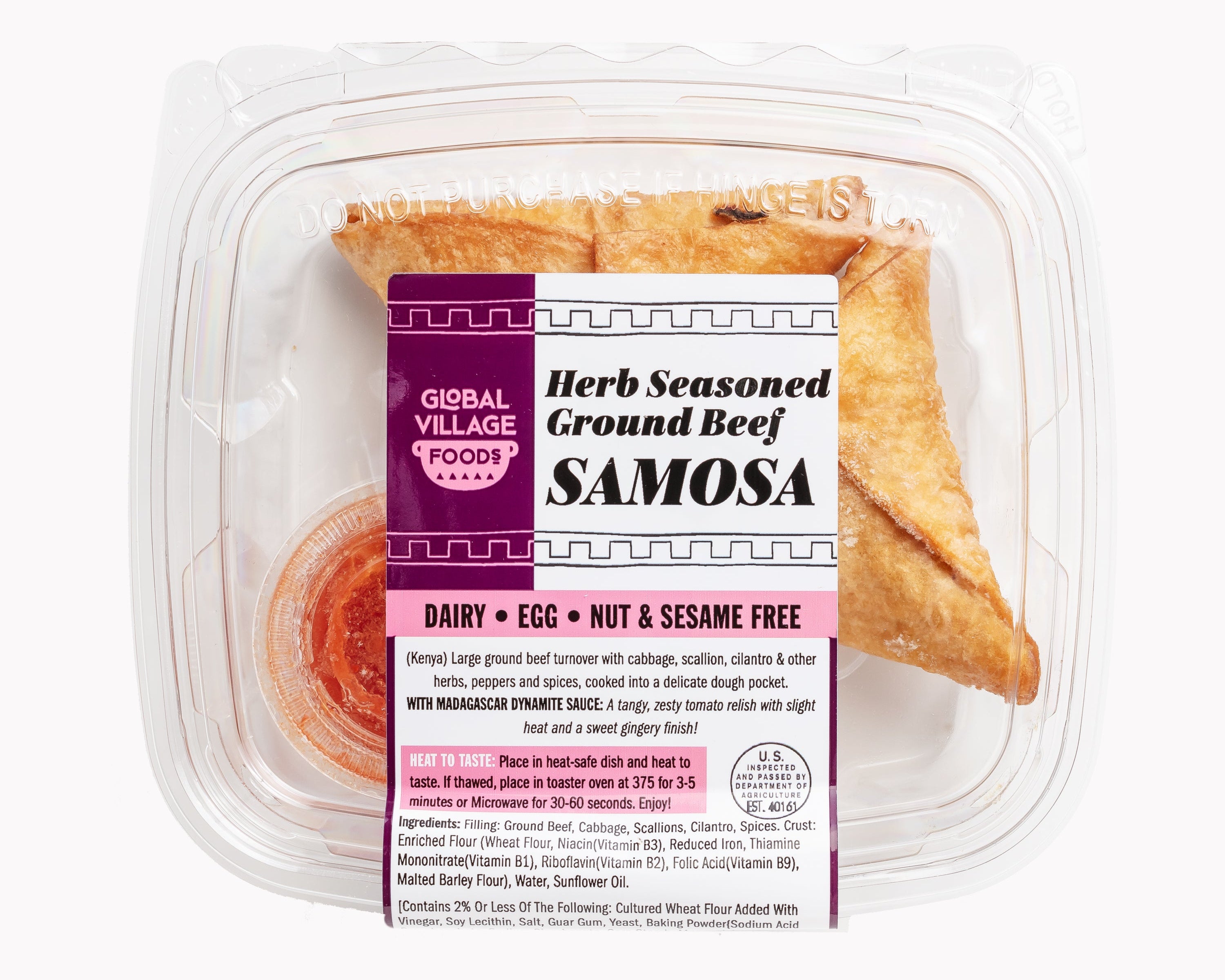 Ground Beef Samosa, 2-piece Retail Pack w/ Sauce
