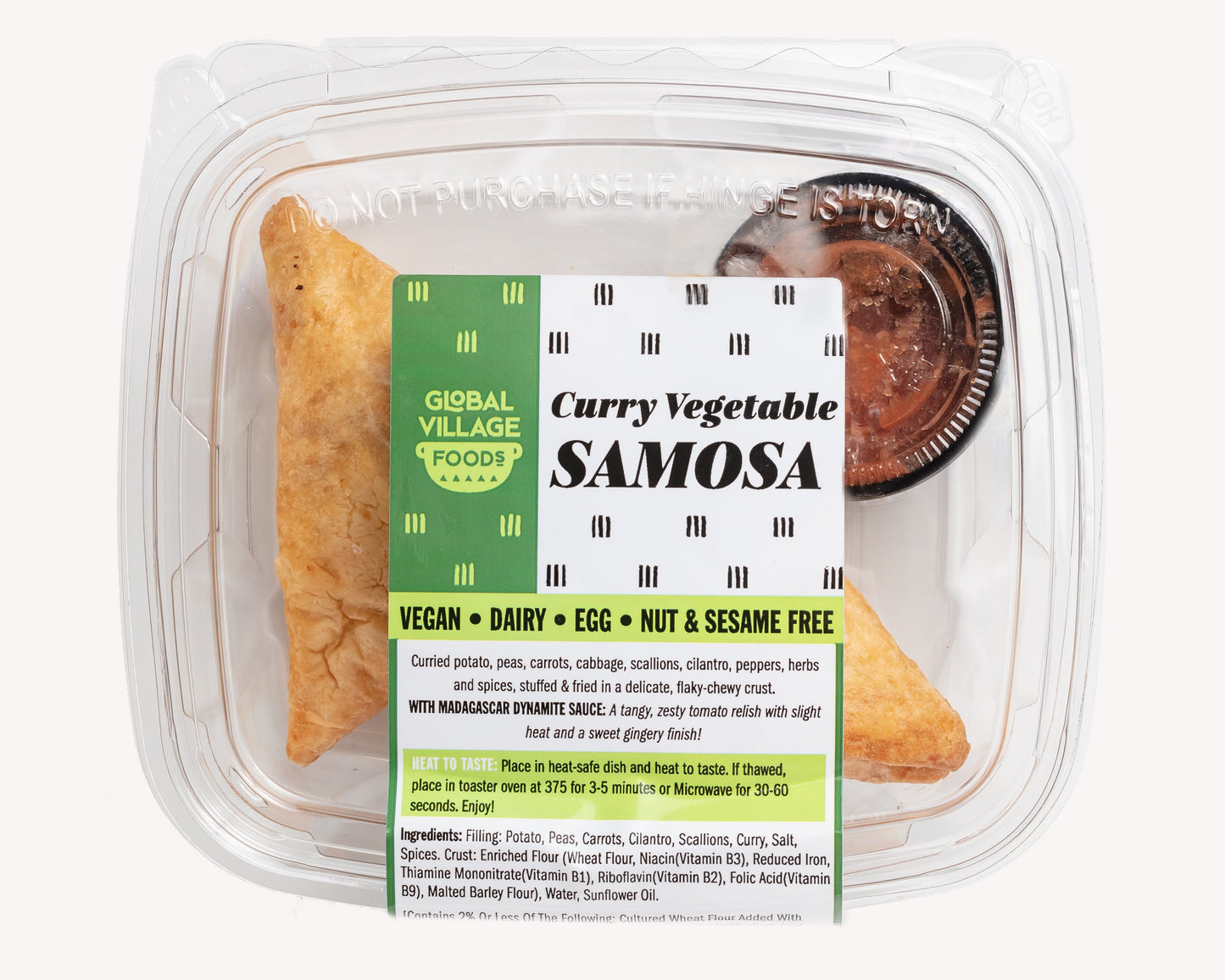 Curry Vegetable Samosa, 2-piece Retail Pack w/ Sauce